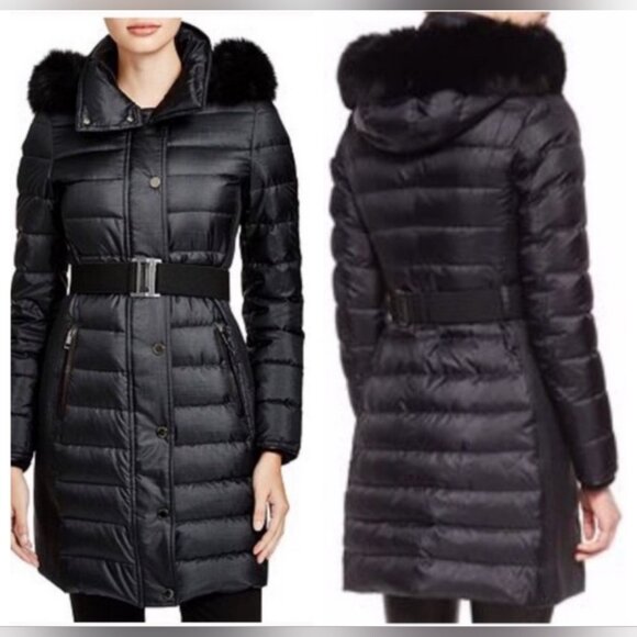 NWT Burberry Abbeydale Winter Jacket Parka Duck Down Blue Fox Fur Hoodie 4 US - Picture 9 of 16